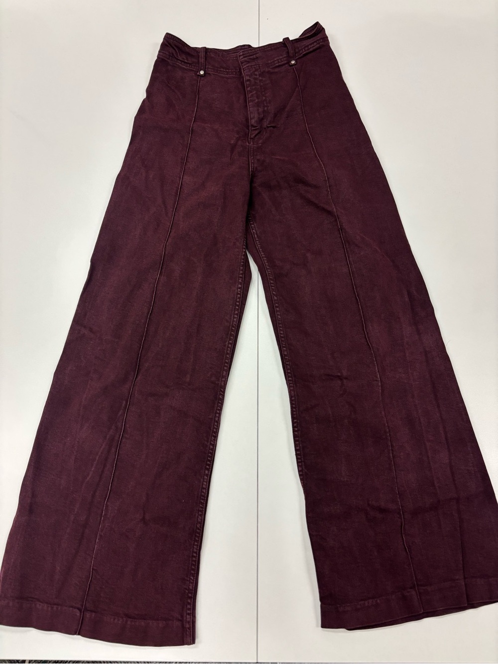 Zara Wide-Leg Jeans in Deep Burgundy